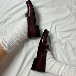 g.h. bass weejuns lianna bit burgundy wine leather penny horsebit loafers flats
